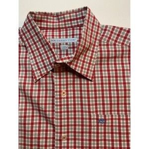 SOUTHERN TIDE Button Down Long Sleeve Dress Shirt Red Plaid Men's Medium